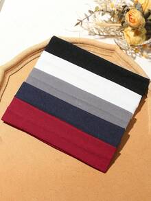 ROMWE Goth 6 băng đô co giãn màu trơn, thích hợp cho thể thao và sử dụng thường ngày - 5pcs/set - Xem 5