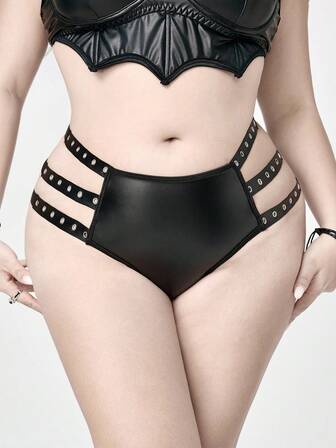 Goth Bragas tipo tanga con ojales de estilo oscuro y punk a la moda para tallas grandes