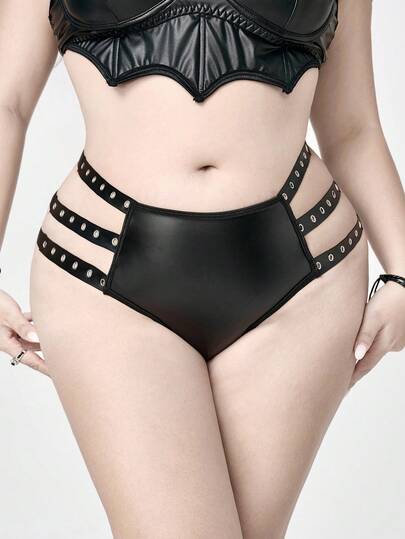 Goth Culotte string grande taille, à la mode et sexy, style punk sombre, à œillets