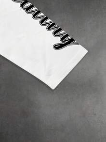 PAVTROS 男士图案 T 恤，带遮脸肖像和标语印花，街头嘻哈风格圆领二合一长袖 T 恤，秋季男装 - 彩色 - 查看 4