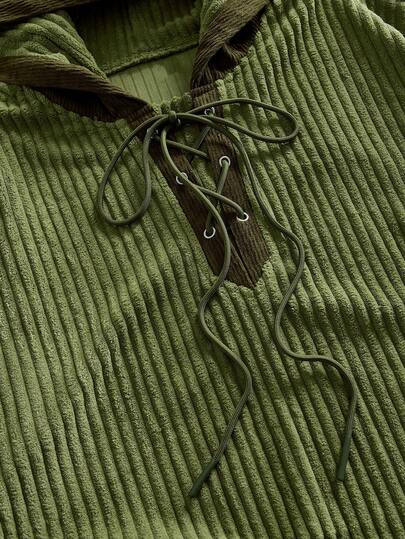 Street Life Men's Casual Contrast Color Lace-Up Hoodie, Autumn