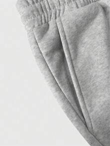 ROMWE MEN Anime Men's Loose Comfortable Casual Straight Leg Japan Style Sweatpants With Cherry Blossom Branch Print, Grey - Light Grey - View 4