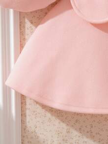 Souflis 4-7 Years Old Girls Autumn/Winter Vintage Sweet Pink Suit + Beret Hat, Reversible Soft & Skin-Friendly, Oversized Collar Cape + Front Bow A-Line Dress Retro & Cute, Beret Hat Adds Elegance, Suitable For Birthday Party, Holiday Event, Daily Wear, Transforms Your Little Girl Into An Elegant Lady - Pink - View 6