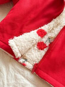 Vintaside Kids 女童樱桃毛绒衬里拉链连帽二合一夹克，可双面穿，多穿，冬季外套 - 彩色 - 查看 8