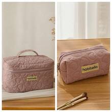 1/2/3 Pcs New Oxford Cloth Makeup Bag With High Value, Large Capacity, Portable And Convenient Travel Wash And Storage Bag, Handbag With Heart Pattern For Cosmetics Storage - Baby Pink - View 13