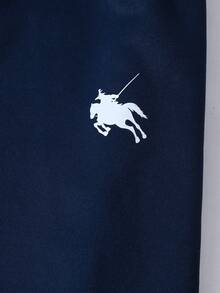 Sparklyn 3pcs/Set Teen GirlCasual Outfit, Including Hooded Zip-Up Sweatshirt With Horse Print, White Tank Top, And Elastic Waist Straight Leg Pants, Autumn - Navy Blue - View 4