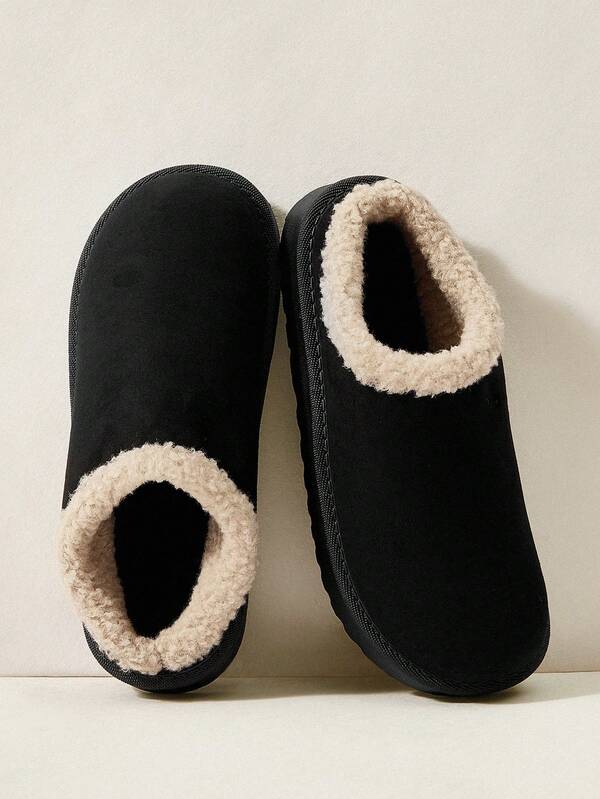 Cuccoo Botas de nieve con forro de felpa para mujer, de estilo slip-on, con suela gruesa forrada térmicamente, cómodas y de moda, pantuflas de ante sintético