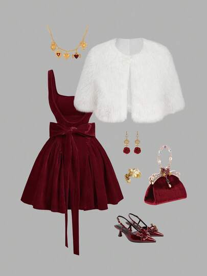 SHEIN MOD 女士时尚优雅仿皮草外套，适合秋冬季节、感恩节、圣诞节、新年、圣诞派对等场合，尽显优雅气质。