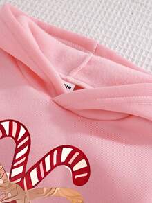 Áo hoodie nỉ dài tay in chữ và quần nỉ cho bé gái, trang phục thường ngày - Hồng - Xem 6