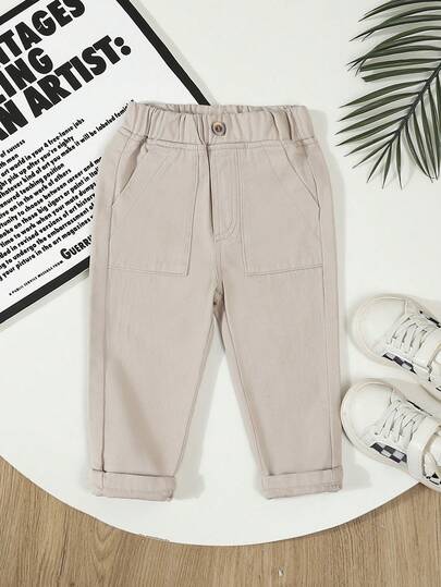 SHEIN Baby Boy Solid Color Fashion Casual Denim Shorts, Suitable For Summer Fall Winter