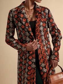 SHEIN Veneréa 女式复古风格印花长袖夹克 - 彩色 - 查看 6