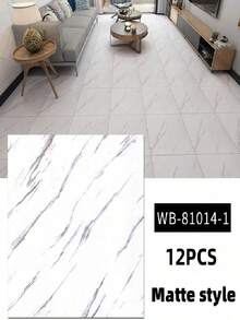 12/24pcs Faux Marble Tile Sticker, Thick PVC Waterproof Self-Adhesive Decals For Living Room, Bathroom, Kitchen, Floor And Wall Decoration Room Decor Home Decor Wallpapers Wall Paper Wallpaper Wall Stickers Wall Sticker Kitchen Accessories Kitchen Items Kitchen Decor Floor Tiles Flooring Floor Tiles Self Adhesive Floor Tiles Peel Stick Living Room Decor - 彩色 - 查看 5