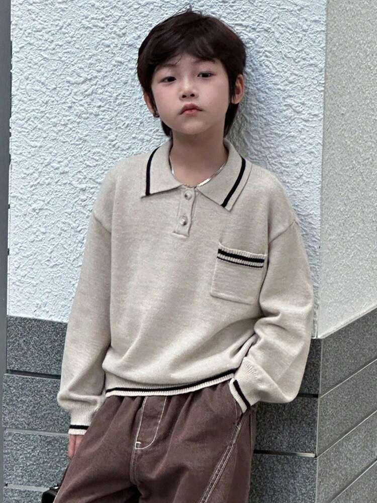 Toddler Boys' Oversized Casual Colorblock Pullover Sweater, Autumn