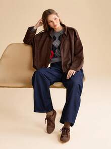 CUCCOO EASI Giày thể thao đế bằng thiết kế vá mũi tròn cho nữ, giày thể thao da PU màu xám nhạt thoải mái, phù hợp để mang trong nhà và ngoài trời hàng ngày - màu nâu - Xem 8