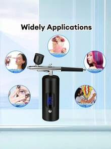 Bộ dụng cụ phun sơn LCD kèm máy nén khí, máy phun sơn không dây 3 cấp áp suất kèm ống dẫn khí, súng phun sơn cầm tay 38PSI dùng cho hội họa, làm tóc, làm mô hình. - màu đen - Xem 5