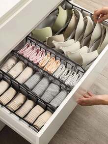SHEIN Basic living Underwear Compartment Organizer Socks Underwear Storage Box Drawer Storage Organizer Bag Sun Travel Cool - 灰色 - 查看 2