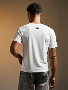 FeverCity Men's Knit Casual Loose Fit Short Sleeve T-Shirt - White - View 2