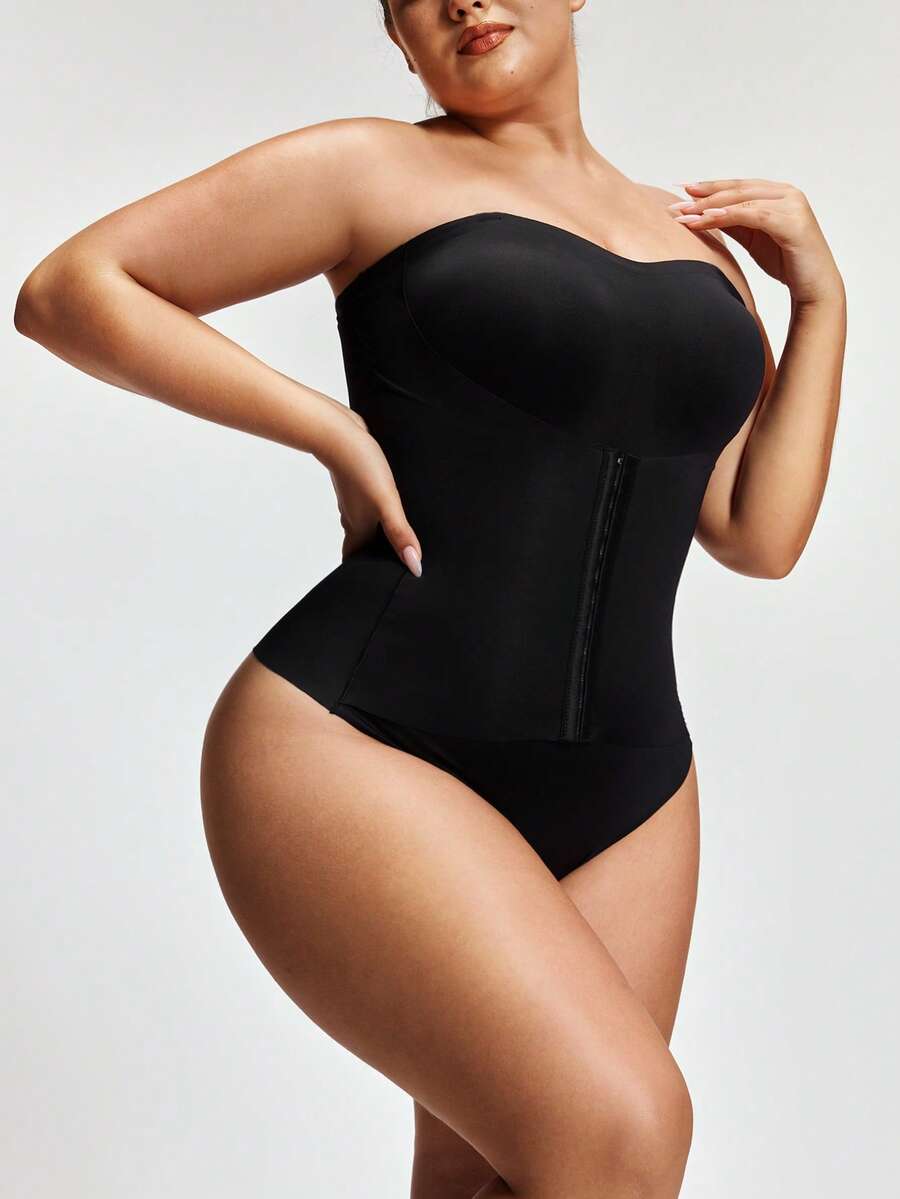 Shapelle Forme Lenjerie modelatoare dintr-o singură piesă, mărime mare, subțiere talie și abdomen, fără bretele, antiderapantă, modelare corporală, închidere frontală, piesă unică