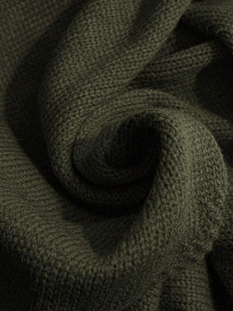 Linhara 加大码V领无袖前扣复古优雅刺绣开衫 - 軍綠色 - 查看 3