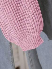 Solid Color Casual Loose Pullover Sweater For Women, Round Neck, Autumn/Winter New, Versatile Knitted Top, Short Style Teen Girl Jumpers Pink Cropped Sweater Cropped Sweater Cropped Knit Sweater Sweater For Teens Tween Girl Clothes Sweaters Summer Clothes For Teens Sweater Soft Girl Clothes Tops Cute Cute Core Clothes Solid Color Top Pink Sweater - Pink - View 4