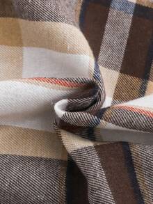 Emery Rose Kids Emery Rose Kids Tween Girl Solid Color Knit Polo Neck Casual T-Shirt & Woven Plaid Casua2 Piecesce Set - Black - View 6