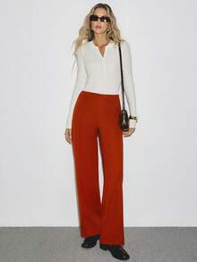 ATUI Studio Quần công sở tối giản dành cho nữ, thanh lịch và gợi cảm. - Đỏ - Xem 3