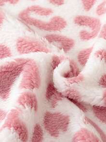 SHEIN 女童毛绒针织外套，儿童款，秋冬季，可爱保暖，加厚内衬，拉链设计，豹纹印花，秋冬户外穿着，返校季，礼物之选，适合日常出行、度假、家庭聚会、时尚活动、校园等场合，是完美的圣诞节和生日礼物。 - 粉色 - 查看 8