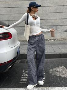 DAZY 女式休闲格子休闲裤