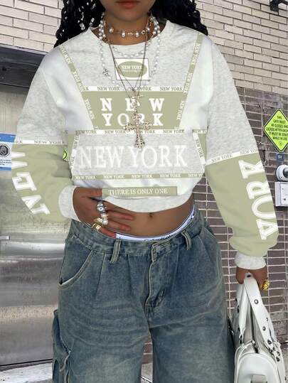 Rovax Cropped Fitted Crew Neck Long Sleeve Sweatshirt