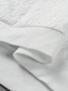 Manfinity CasualCool Men's Jacquard Multi-Pocket Casual Crew Neck Long Sleeve Sweatshirt And Pants Set, Fall Clothes - White - View 7