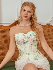 Myrelith Women's Floral Jacquard Bandeau Shapewear Top - Multicolor - View 4