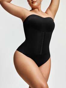 Shapelle Forme Lenjerie modelatoare dintr-o singură piesă, mărime mare, subțiere talie și abdomen, fără bretele, antiderapantă, modelare corporală, închidere frontală, piesă unică