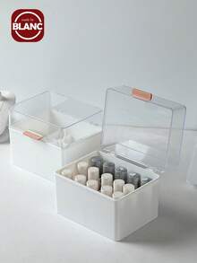 Madebyblanc 1pc 15 Compartment Lipstick Storage Box Desktop Cosmetics Organizer Net Celebrity Skin Care Products Compartment Storage Box With Lid Dustproof White