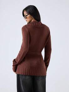 LYSMO 2025 Winter Minimalist V-Neck Elegant Long Sleeve Sweater, Autumn/Winter/Christmas/New Year/ Thanksgiving/Graduation/Elegant Brown Sweater