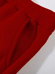 Manfinity Homme Herren Lässige Alltagspendler Jogginghose mit Schnürung, Schlitzttasche und Buchstaben-Muster, elastische Hose, Rot Herren Set, Rote Herren Jogginghose, Rote Herren Jogginghose