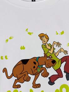 SCOOBY-DOO X SHEIN Men's Letter & Cartoon Graphic Crew Neck Long Sleeve Pullover Sweatshirt Graphic Sweatshirt - White - View 4