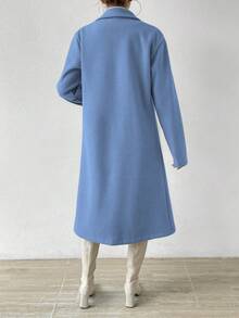 RosyDaze Women's Solid Color Minimalist Casual Turndown Collar Long Sleeve Overcoat - Baby Blue - View 2