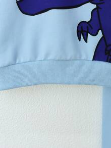 SHEIN 2pcs/Set Young Boy Cartoon Dinosaur Print Long Sleeve Sweatshirt And Jogger Pants, Casual Outfit - Multicolor - View 4