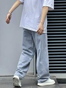 Claim Dot Loose Fit Men's Slant Pocket Straight Leg Jeans - Light Wash - View 2