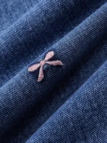 Sparklyn 女童蝴蝶刺绣直筒牛仔裤 - 藍色 - 查看 7