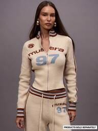  High Neck Zip Through Musera Graphic Knit Sweater Cardigan Only Autumn Fall Winter Night Out Going Out Streetwear Cute Back To School Sexy Uncut Evening Party Elegant Christmas New Year Thanksgiving