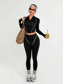 Dewbera Leggings femininas de cintura alta para exercícios diários - Preto e Branco - Ver 5