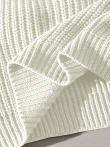 纯色休闲宽松套头衫女圆领秋冬新款百搭针织上衣短款 - 白色 - 查看 7