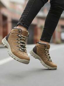 Español (México): Botas de senderismo para hombre, antideslizantes, resistentes al desgaste, punta redonda, estilo outdoor, ocasión deportiva y casual - Camel - Ver 1