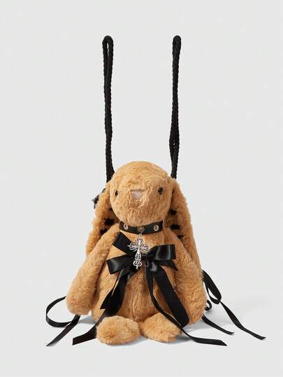 Grunge Punk Fashionable Y2K Plush Rabbit & Cross Backpack