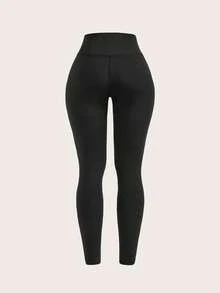 SHEIN Tween-Mädchen 3-teiliges schwarzes Leggings-Set, bequeme, lässige lange Hosen für den Alltag, Sport, Outdoor, einfarbig - Schwarz - Übersicht 5
