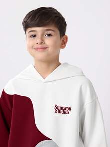 SUMWON Boys Hoodie And Sweatpant Coordinate Set Color Block Long Sleeve Pullover With Matching Joggers Winter Fall Outfit - Multicolor - View 5