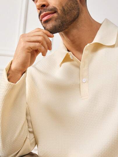 EASEVO 大码男士休闲纯色长袖 Polo 衫