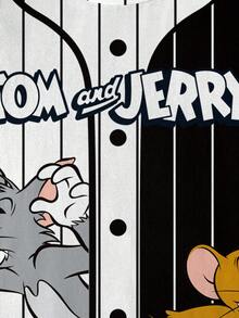 TOM & JERRY X SHEIN Camiseta de manga corta con bloques de color a rayas y estampado de dibujos animados para niño preadolescente - Blanco - Ver 5