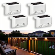 4/10/16 件太阳能栅栏灯，户外防水微型 LED 台阶灯，白色、黑色、棕色，用于户外甲板、楼梯、露台栅栏、花园（白色）